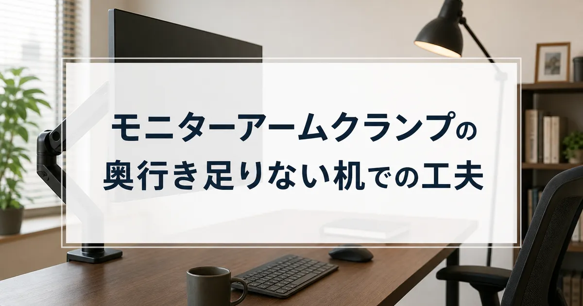 モニターアームクランプの奥行き足りない机での工夫