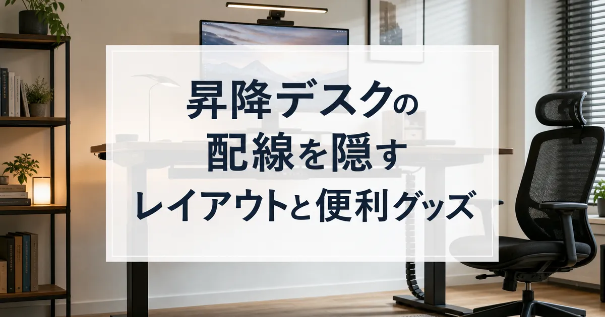 昇降デスクの配線を隠すレイアウトと便利グッズ